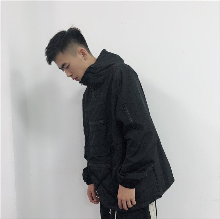 bgg春秋简约日系多拉链大口袋风衣 我要当大佬夹克