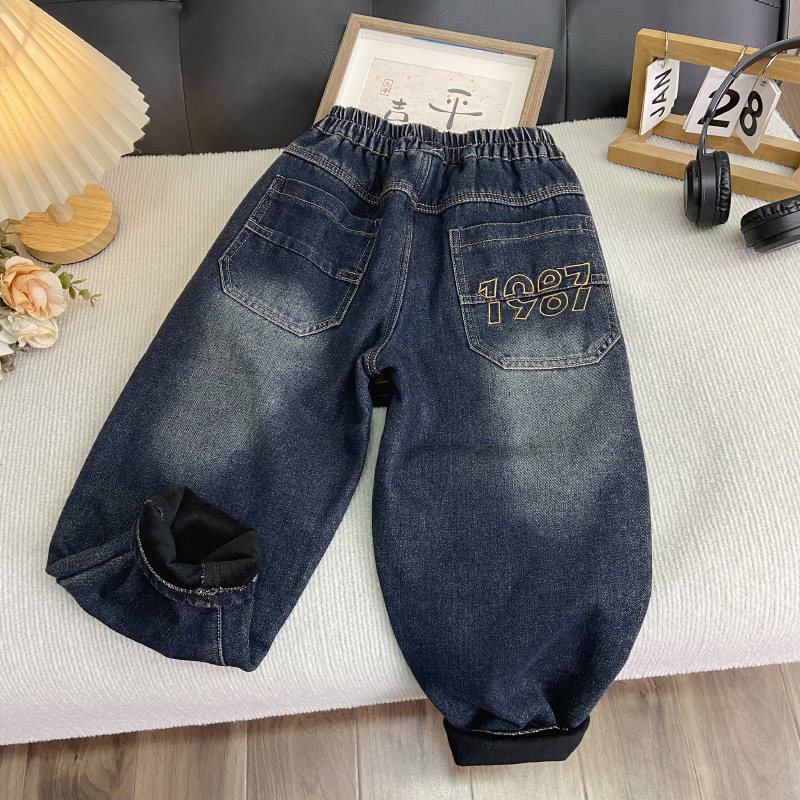海洋家特价童装男女童潮牛仔裤中大童加绒长裤儿童秋冬一体绒裤子,淘宝优惠券,粉丝福利购,淘宝优惠卷