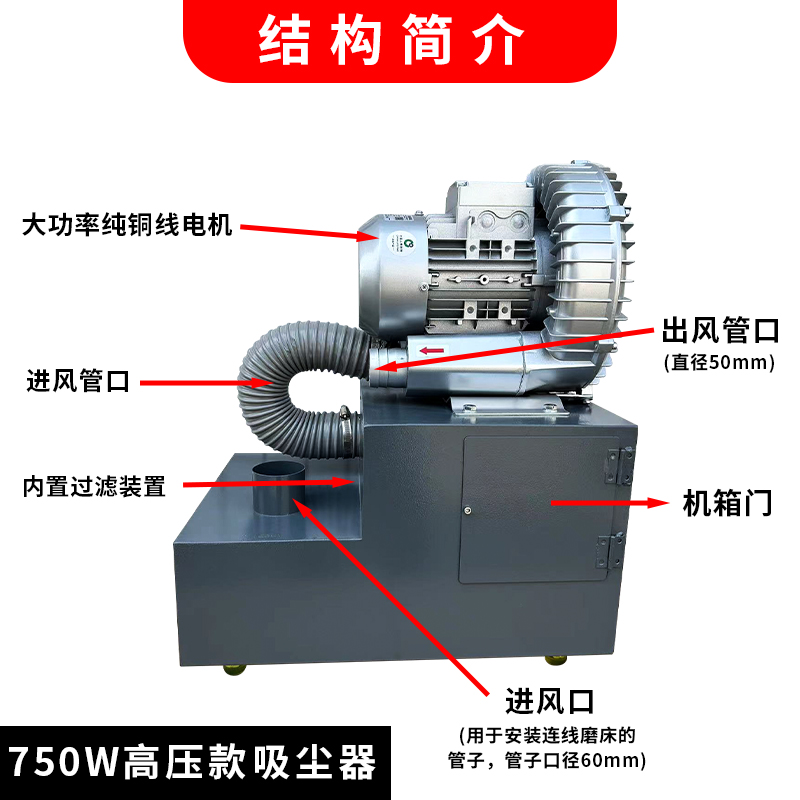 高压大功率614/618/250平面磨床吸尘器磨刀机通用大吸力工业集尘