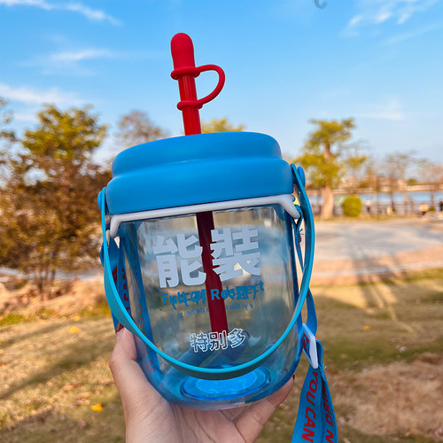 特能装大容量可爱手提吨吨桶便携吸管续命水杯提绳创意夏天奶茶杯 - 图1