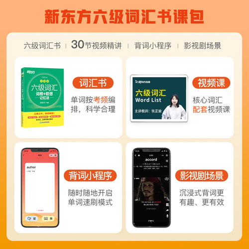 【备考2026年6月】新东方六级英语词汇书 六级词汇词根+联想记忆法 乱序版 四六级单词书 大学英语六级考试真题试卷俞敏洪绿宝书 - 图0