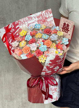创意手工陶瓷花束景德镇仿真玫瑰送闺蜜朋友结婚订婚喜庆礼物浪漫