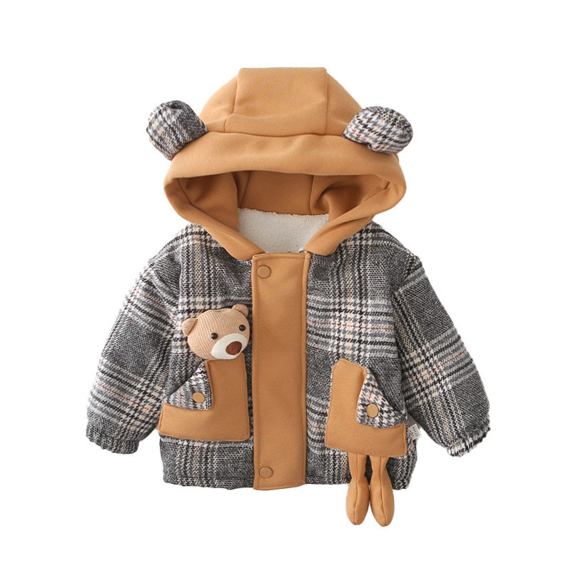 男童宝宝秋冬季加绒外套01-2-3岁婴儿冬装帅气儿童连帽加绒上衣潮,淘宝优惠券,粉丝福利购,淘宝优惠卷