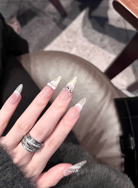 手工美甲穿戴甲法式猫眼