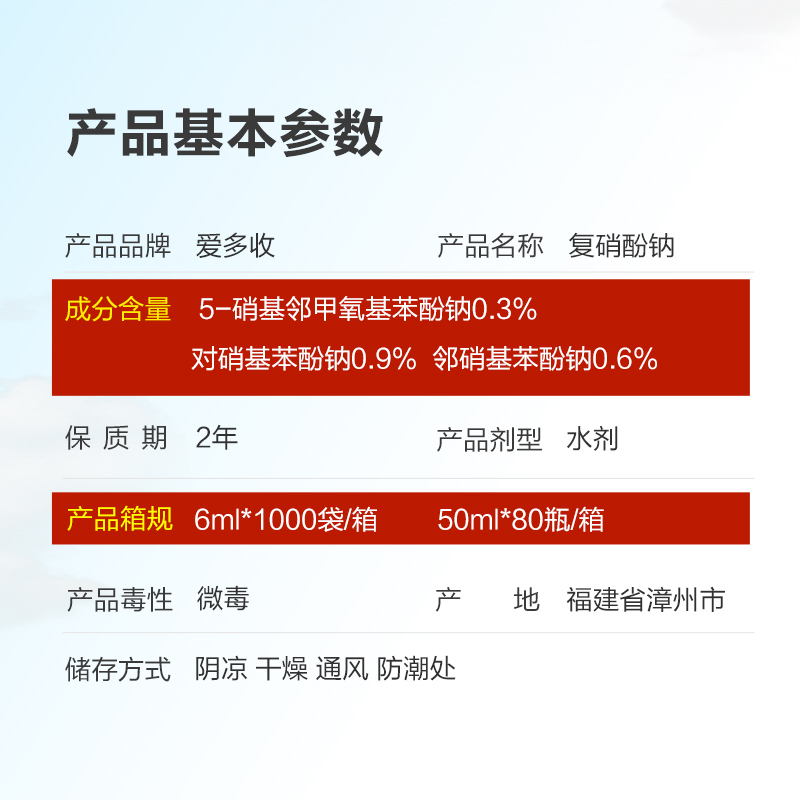 爱多收1.8%复硝酚钠花果上色促生根防落花植物促发芽生长调节剂 - 图0