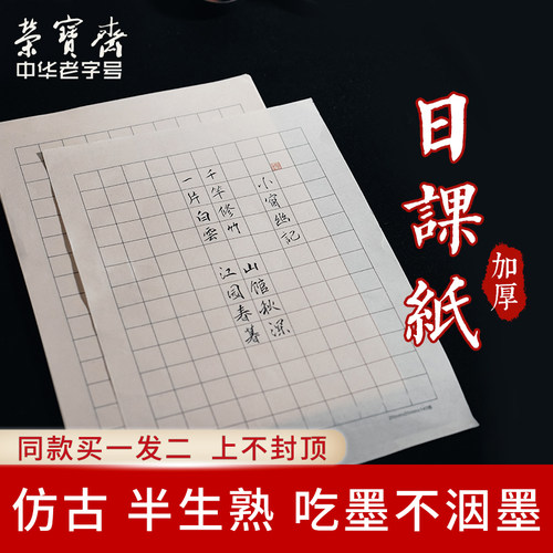 荣宝斋仿古小楷日课纸半生半熟书画宣纸书法专用纸方格作品纸行楷书信笺初学者毛笔练字纸手抄练习用纸日课纸-图1