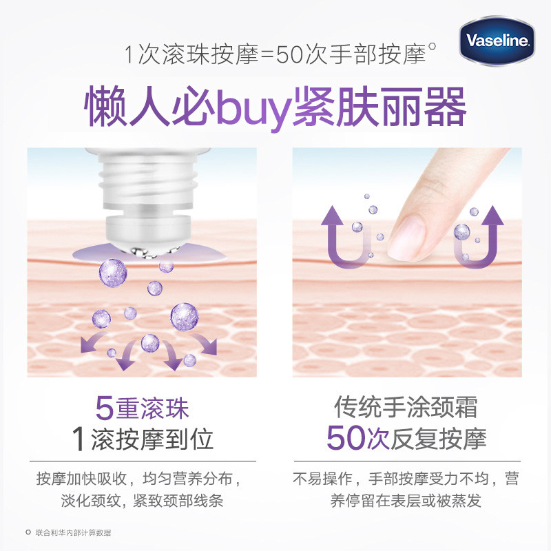 凡士林柔珠颈部精华露滚珠按摩颈霜 vaseline凡士林颈霜