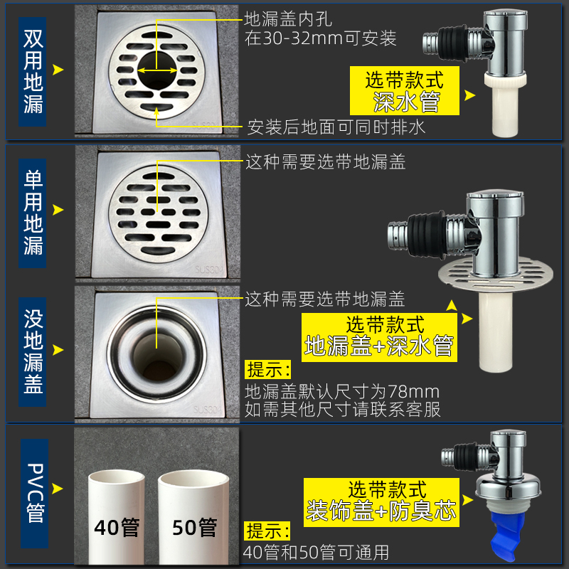 洗衣机下水管地漏接头下水道接口地漏三通两用排水管专用防臭神器