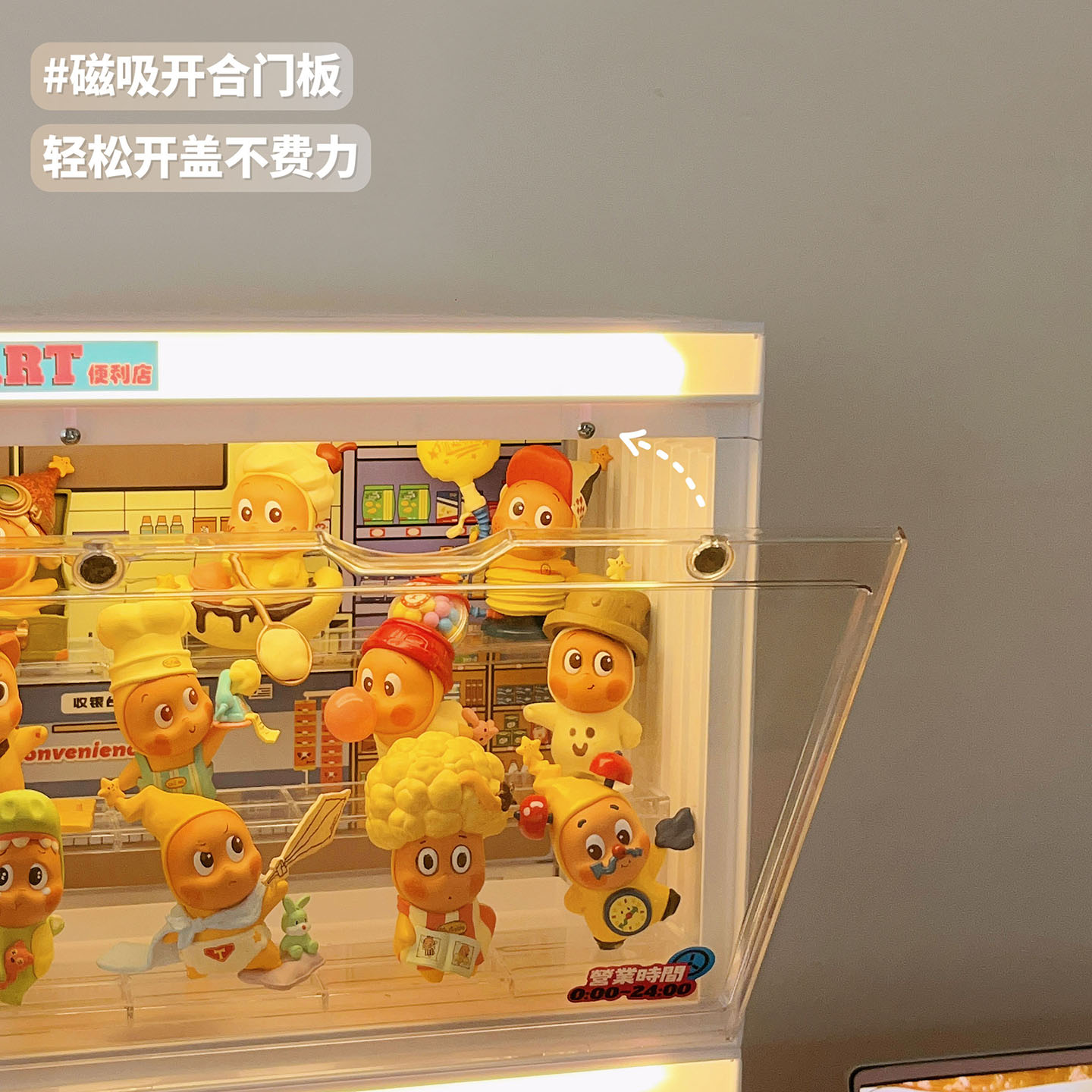 RMAX transparent figure storage box convenience store with light figure model blind box building blocks dust-proof storage box dust-proof cabinet