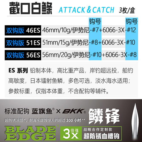 蓝旗鱼截口白条路亚假拟饵邪道远投亮片铁板15g钓翘嘴鲈鱼专杀10g - 图0