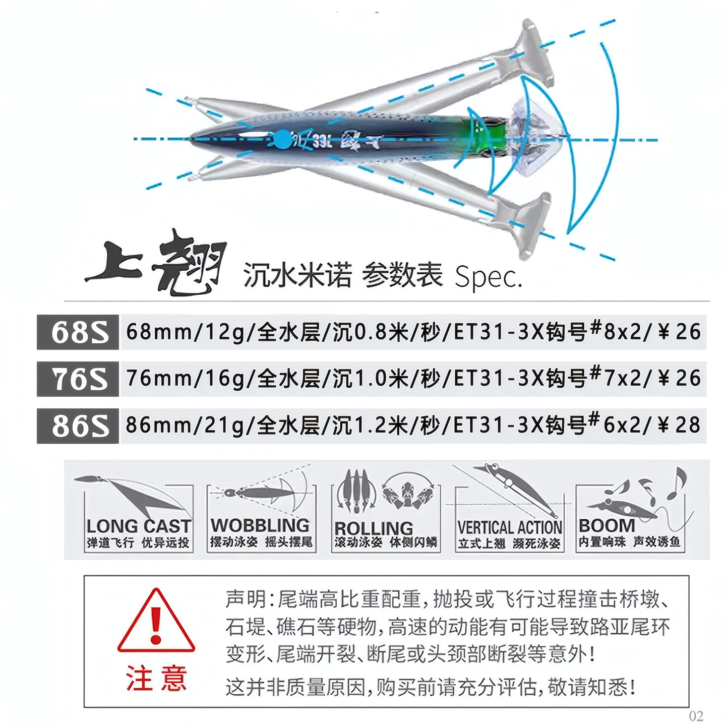 蓝旗鱼上翘路亚饵翘嘴假饵拟饵黑坑野钓军鱼铁板鱼饵鲈鱼沉水米诺,淘宝优惠券,粉丝福利购,淘宝优惠卷