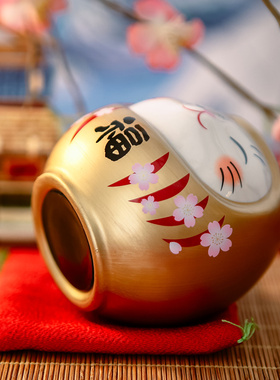 药师窑进口彩绘达摩开运招财猫
