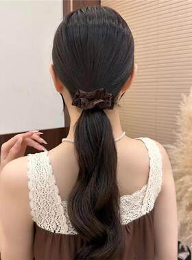 早秋复古豹纹褶皱裙摆发绳女2026新款高弹力扎头发小肠发圈不伤发