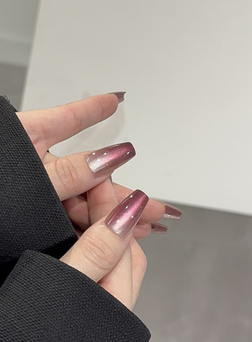 NailArt紫遇穿戴甲高级显白短方中长款ins纯欲风氛围感美指甲贴片