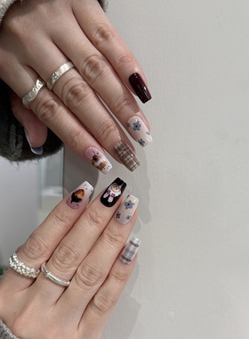 NailArtins油画风穿戴甲高级显白中方款纯欲风氛围感学生美甲贴片