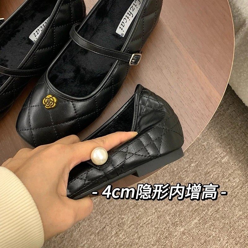 小香风内增高加绒玛丽珍鞋女2025秋冬季新款法式黑色晚晚单鞋瓢鞋,淘宝优惠券,粉丝福利购,淘宝优惠卷