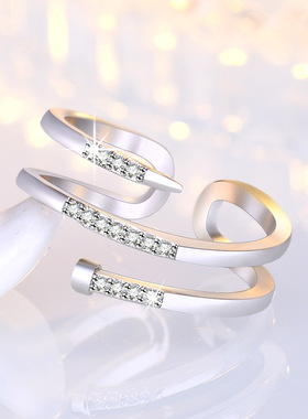 韩版18K玫瑰金戒指开口时尚小众