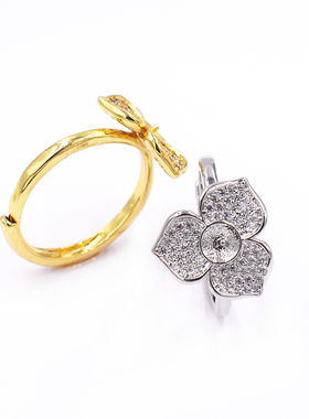 s925半银戒指托珍珠    戒指