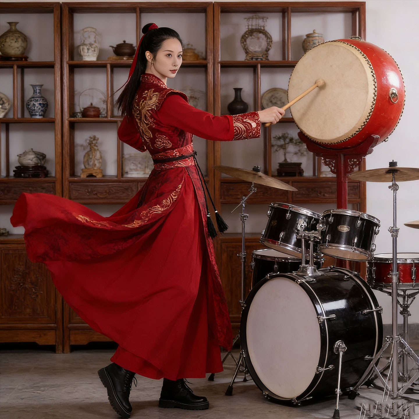 苍穹唤舞蹈打鼓服元旦新年节庆表演演出服装运动会开幕式雪龙吟堕 - 图0