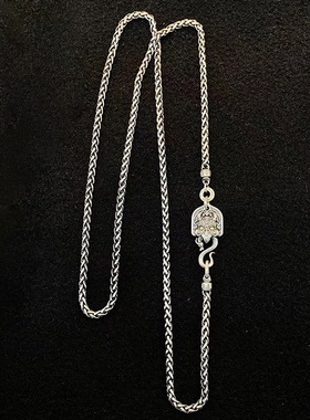 福美祥泰银民族风复古大鹏鸟编织麻花项链国潮男女做旧小众送男友