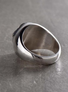 复古凯尔特飞龙印章抛光氧化男士戒指泰银单身戒宽开口指环