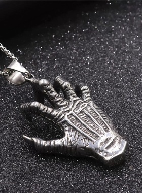 复古恶魔之眼项链男潮个性霸气龙爪锁骨链时尚嘻哈风蓝色眼睛吊坠