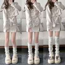 Japan Autumn-Winter Warm Vertical Bars Knit Heaps Stocking Socks kit Daily jk adolescent calf socks Shot girl Anti-cold 100 lap leg jacket