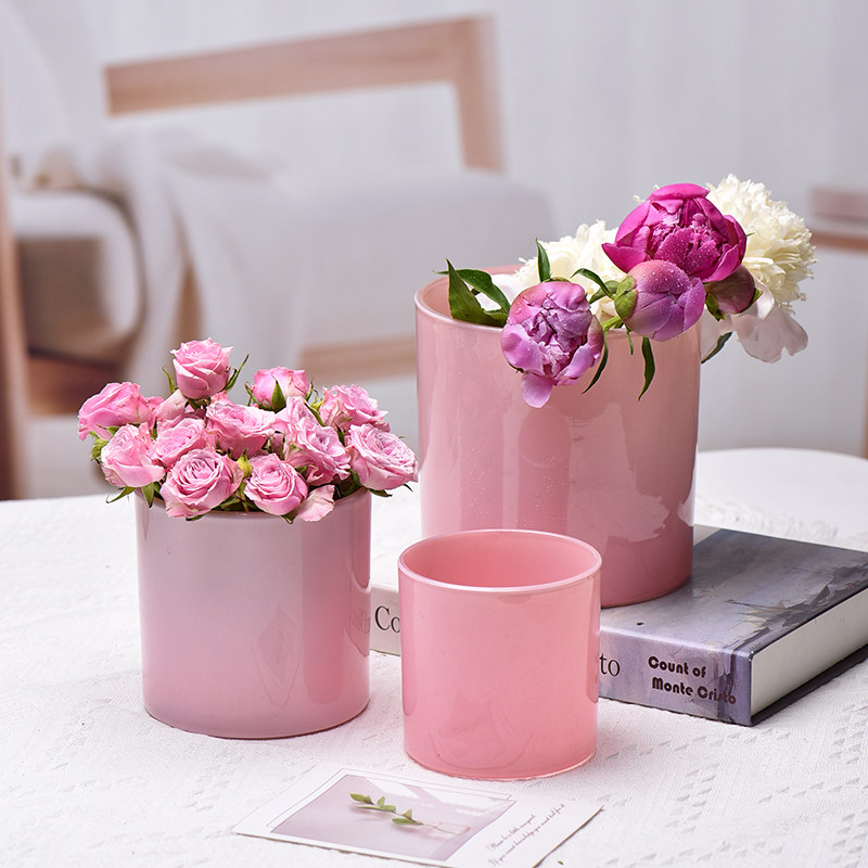 北欧创意彩色玻璃花瓶方缸直筒摆件客厅家居鲜花插花轻奢高级花器,淘宝优惠券,粉丝福利购,淘宝优惠卷