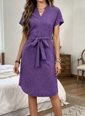 2026 New Cross-border Export Elegant Women's Bow Waist Dress