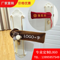 Door handles protective sleeves Custom doors and windows handles cover flannel security door Door lock handle sleeve handle cover printed word
