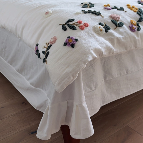 法式少女心 | A类全棉刺绣花四件套纯棉床单被套简约白色床上用品 - 图3