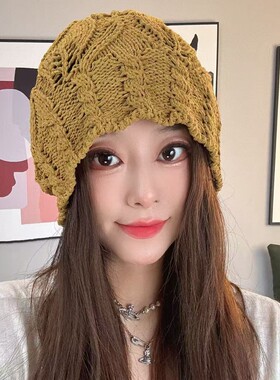 手工镂空钩花包头帽女洋气显脸小