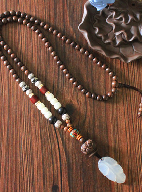 文艺沉香木吊坠男女士佛珠项链