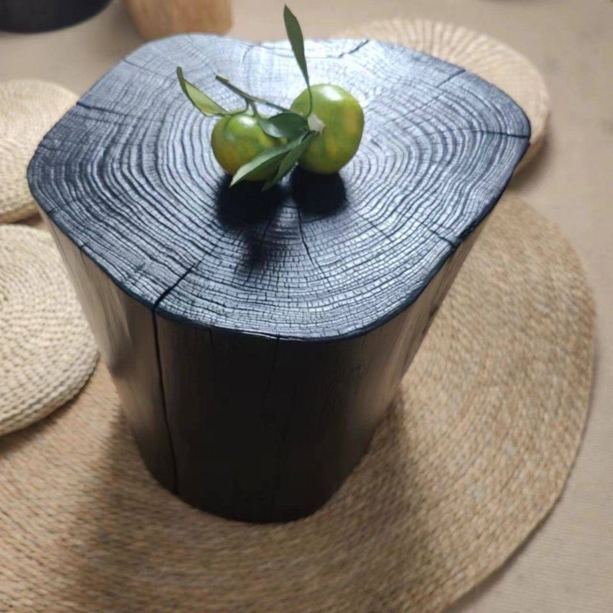 新品实木墩子原木凳子木桩碳化黑色圆形底座客厅北欧风复古换鞋凳,淘宝优惠券,粉丝福利购,淘宝优惠卷