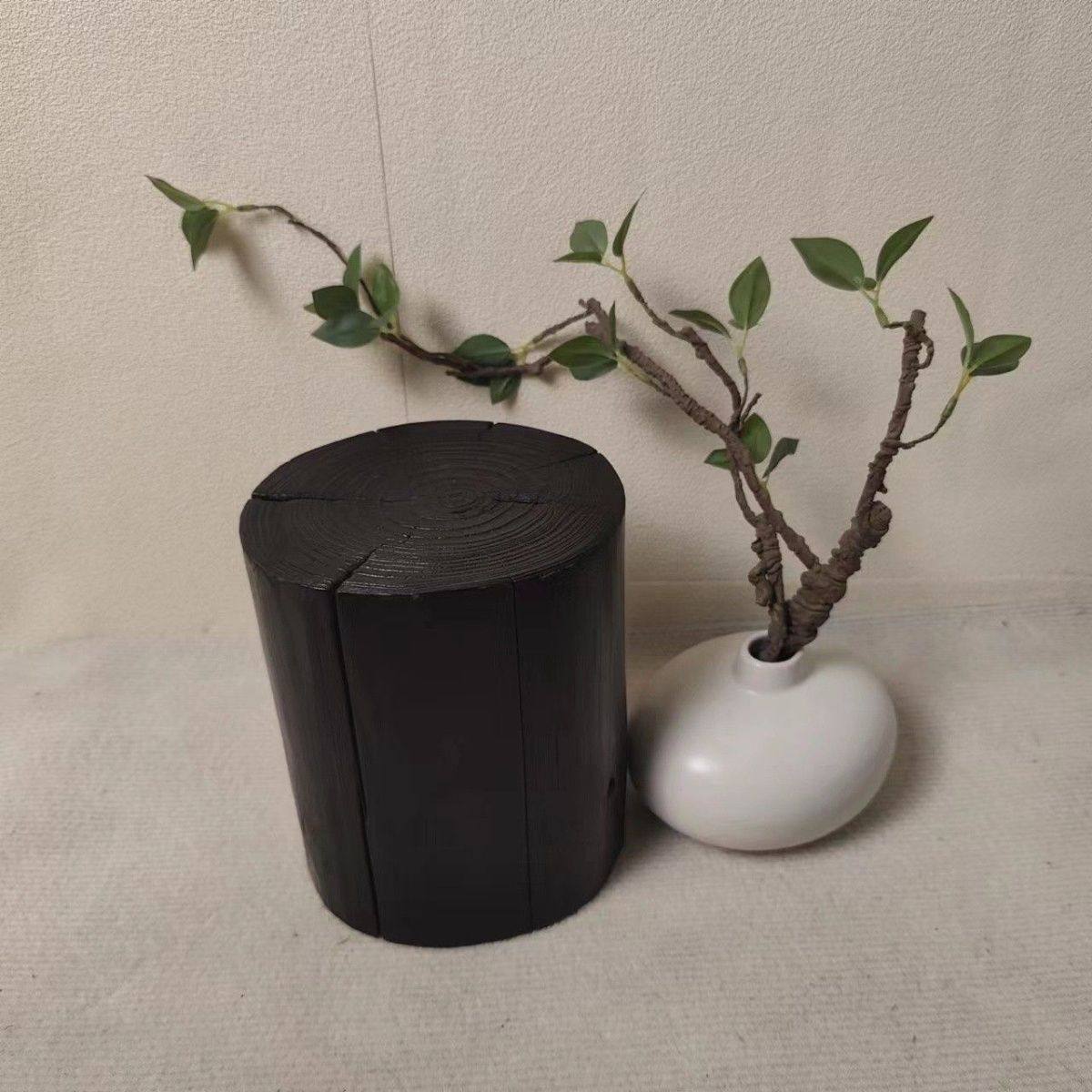 新品实木墩子原木凳子木桩碳化黑色圆形底座客厅北欧风复古换鞋凳,淘宝优惠券,粉丝福利购,淘宝优惠卷