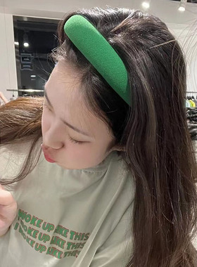 薄荷曼波早春绿色海绵发箍2026网红增高颅顶女高级感洗脸头箍发捆