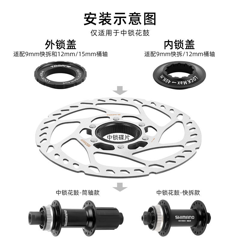 TOOPRE中锁碟片转六钉碟片转换座 中央锁死花鼓转六钉碟片锁紧盖,淘宝优惠券,粉丝福利购,淘宝优惠卷