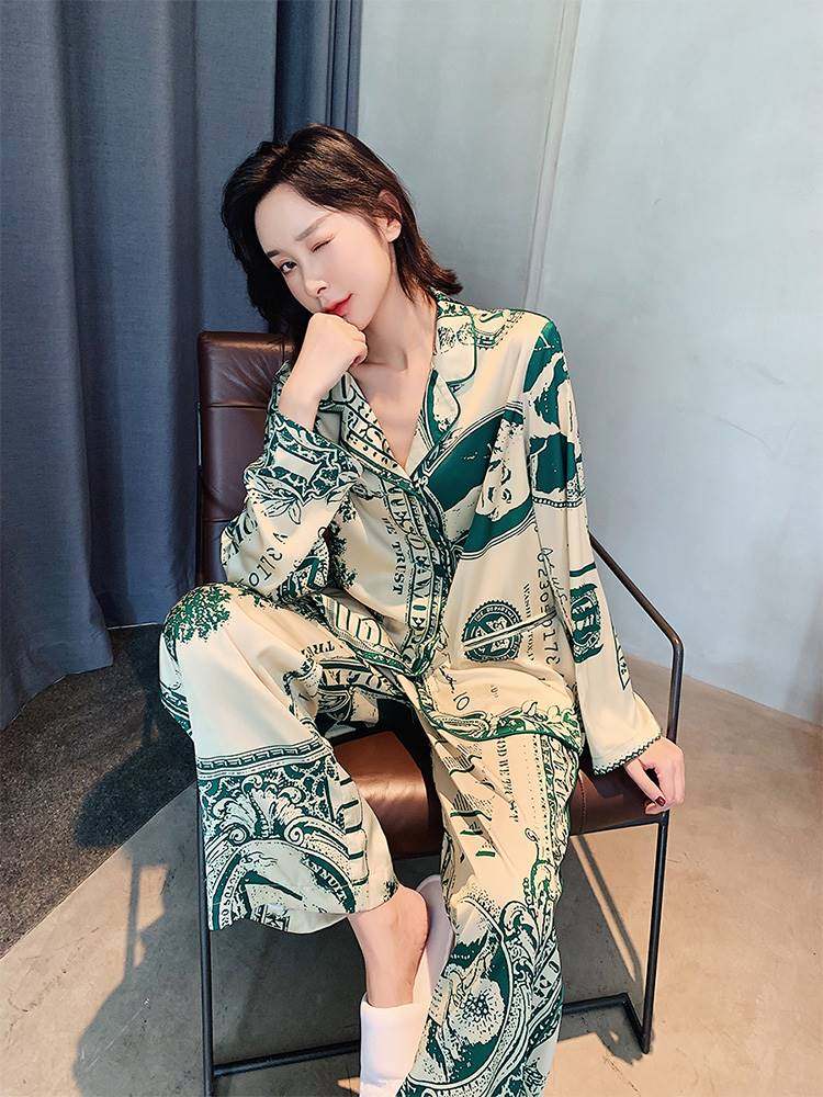 桑蚕丝春夏秋季情侣睡衣女性感长袖印花真丝宽松丝绸家居服套装男,淘宝优惠券,粉丝福利购,淘宝优惠卷