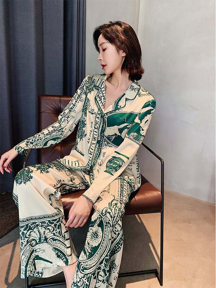桑蚕丝春夏秋季情侣睡衣女性感长袖印花真丝宽松丝绸家居服套装男,淘宝优惠券,粉丝福利购,淘宝优惠卷