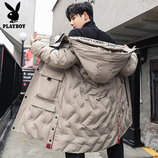 Chaqueta de plumas Playboy para hombre, longitud media, moda, talla grande