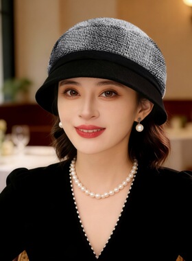 布塔秋冬羊毛贝雷帽女士英伦复古画家帽蓓蕾帽轻奢鸭舌帽子