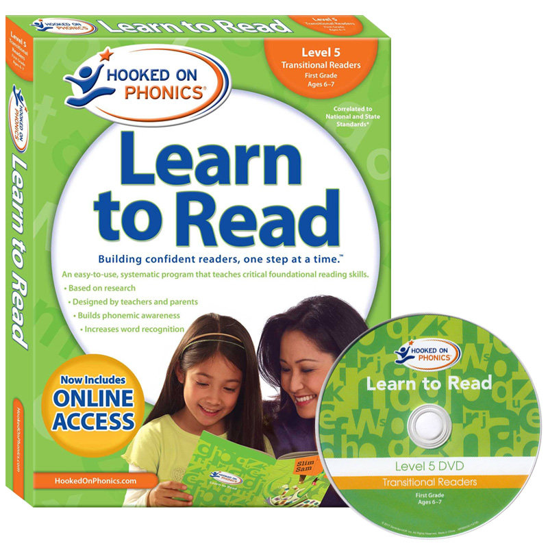 英文原版 自然拼读 迷上语音系列 第五级 Hooked on Phonics Learn to Read Level 5 附DVD进口美国儿童英语学习分级阅读教材6-7岁