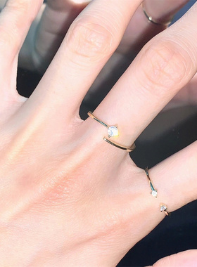 极细锆石戒指小众设计感轻奢叠戴