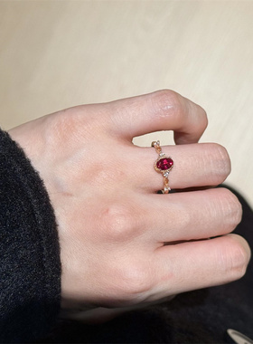 鸽血红宝石戒指复古百搭日常指环