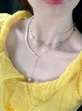 彩色水晶小爱心女项链锁骨链