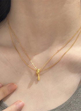 复古金色水滴吊坠项链女款简约