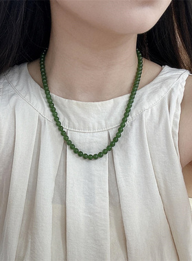 显白绿色仿玉石串珠碧玉色新中式