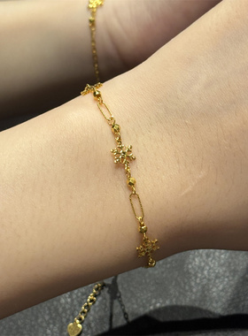 雪花黄金色手链女新款小众设计感