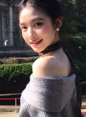 长条波点丝巾玫瑰花围脖飘带