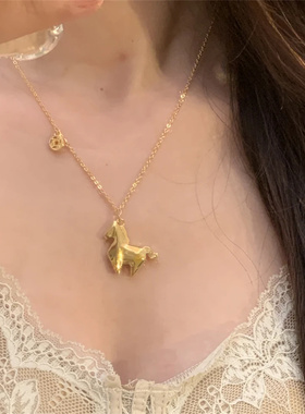 金色折纸小马驹项链女简约高级感